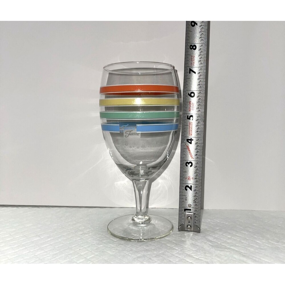 Set of 4 Fiesta Multicolor Striped Footed Goblets/Wine Glasses, No Chips-EXCL - Picture 8 of 8